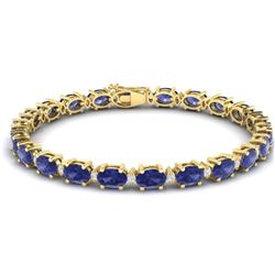 26.3 CTW Tanzanite & VS/SI Certified Diamond Eternity Bracelet 10K Yellow Gold - REF-345K5W - 29465