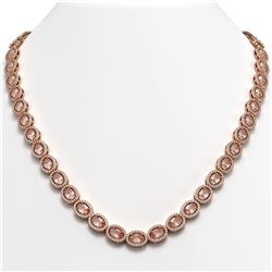 31.96 CTW Morganite & Diamond Necklace Rose Gold 10K Rose Gold - REF-604W2H - 40413