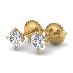 0.65 CTW VS/SI Diamond Solitaire Art Deco Stud Earrings 18K Yellow Gold - REF-97K3W - 37297