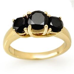 2.50 CTW VS Certified Black & White Diamond 3 Stone Ring 14K Yellow Gold - REF-78N2A - 13497