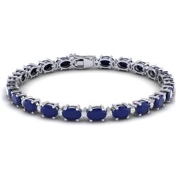 23.5 CTW Sapphire & VS/SI Certified Diamond Eternity Bracelet 10K White Gold - REF-143H6M - 29377