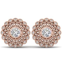 1.50 CTW Certified VS/SI Diamond Art Deco Stud Earrings 14K Rose Gold - REF-204H2M - 30556