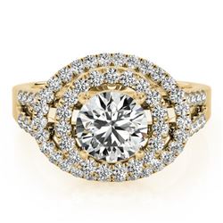 1.75 CTW Certified VS/SI Diamond Solitaire Halo Ring 18K Yellow Gold - REF-438A4V - 26927