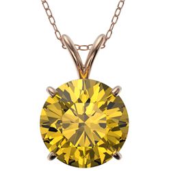 2.50 CTW Certified Intense Yellow SI Diamond Solitaire Necklace 10K Rose Gold - REF-687H2M - 33249