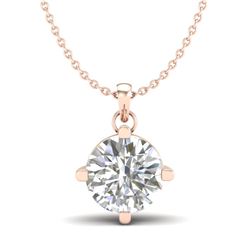 1 CTW VS/SI Diamond Solitaire Art Deco Stud Necklace 18K Rose Gold - REF-285M2F - 37233