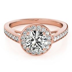 1.45 CTW Certified VS/SI Diamond Solitaire Halo Ring 18K Rose Gold - REF-378X9R - 26567