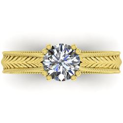 1.06 CTW Solitaire Certified VS/SI Diamond Ring 14K Yellow Gold - REF-286M6F - 38537