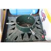 Image 2 : BOX OF CHRISTMAS LIGHTS AND DECOR AND CAST IRON TREE STAND