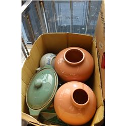 POTTERY VASES AND PAINTED TILES