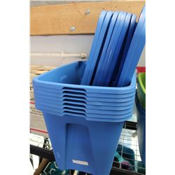 8 LARGE BLUE TOTES WITH LIDS