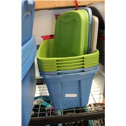 LOT OF SIX 20 GALLON STORAGE TOTES WITH LIDS
