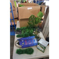 BOX OF AQUARIUM ITEMS