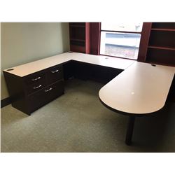 LARGE AS NEW U SHAPE OFFICE DESK WITH DRAWER UNIT