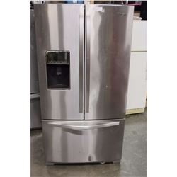 NEW WHIRLPOOL STAINLESS FRENCH DOOR REFRIDGERATOR WITH BOTTOM FREEZER WITH WATER AND ICE, RETAIL $28