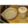 Image 3 : STONE CARVED BOWL AND THREE PIECES OF DECORATIVE LEATHER