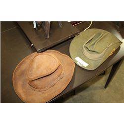 TWO LEATHER AUSTRALIAN HATS