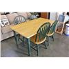 Image 1 : MAPLE AND GREEN DINING TABLE WITH FOUR CHAIRS
