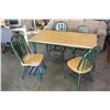 Image 2 : MAPLE AND GREEN DINING TABLE WITH FOUR CHAIRS