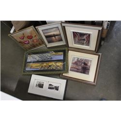 6 SMALL FRAMED PRINTS ANIMALS AND OTHERS