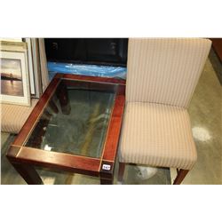 PAIR OF MODERN ACCENT CHAIRS WITH COFFEE TABLE