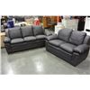Image 1 : NEW BROWN LEATHER ASHLEY DESIGN SOFA AND LOVESEAT, CONTEMPORARY COMFORTABLE SEATING, RETAIL $2199