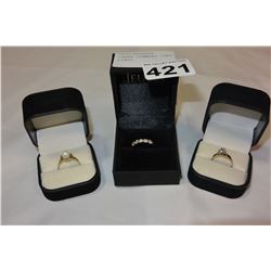 THREE STAMPED 10KT DINNER RINGS