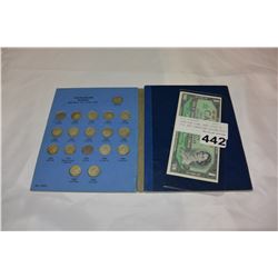 CANADIAN DIME CARD 1936 TO 1952 AND CANADIAN DOLLAR BILL