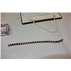 Image 2 : PEARL NECKLACE AND STERLING RED STONE TENNIS BRACELET