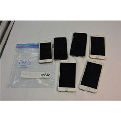 LOT OF 6 IPHONE 6, 6S AND 5 FOR PARTS OR REPAIR ONLY