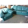 Image 1 : GREEN LEATHER SOFA AND ARMCHAIR