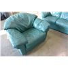 Image 2 : GREEN LEATHER SOFA AND ARMCHAIR