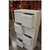 Image 3 : WHITE CUBICLE SHELF WITH FABRIC STORAGE BOXES