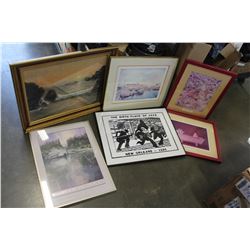 6 FRAMED PRINTS ANNE GEDDES AND OTHERS