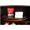 Image 1 : TWO TEAK MID CENTURY MODERN SERVING TRAYS AND THREE BOXES OF CHRISTMAS LIGHTS