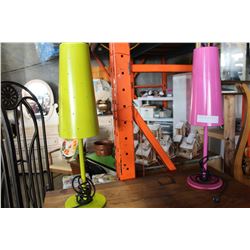 GREEN AND PINK TABLE LAMPS