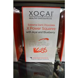 BOX OF XOCAI EXTREME DARK BELGIUM HEALTHY CHOCOLATE SQUARES WITH ACAI AND BLUEBERRY 100 PIECES PER B