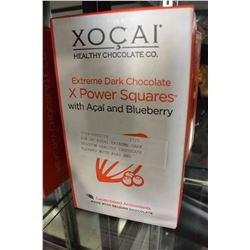 BOX OF XOCAI EXTREME CARK HEALTHY BELGIUM CHOCOLATE SQUARES WITH ACAI AND BLUBERRY 100 PIECES PER BO