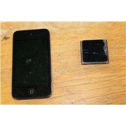 APPLE IPOD TOUCH 4TH GEN 16GB AND IPOD NANO 6TH GEN CRACKED SCREEN