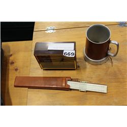 VINTAGE CLOCK RULER AND MUG
