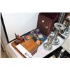 Image 1 : SWISS WATCH INLAID BOX MINIATURE TEAPOTS AND CIGARETTE BOX