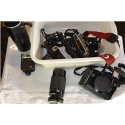 TOTE OF LENSES AND CAMERA EQUIPMENT