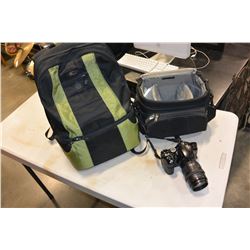 CANON DIGITAL CAMERA WITH LENSE BATTERY CASE AND PHOTOGRAPHY BACK PACK