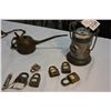 Image 1 : RAILWAY LANTERN AND OILER AND WHISTLE AND ANTIQUE LOCK WITH KEY AND OTHER LOCKS