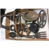 Image 1 : TRAY OF VINTAGE MINIATURE CAST IRON AND HORSESHOES ETC