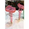 Image 2 : HAND PAINTED BRISTOL GLASS VASE AND POTTERY VASE AND TWO RUBY GLASS VASES