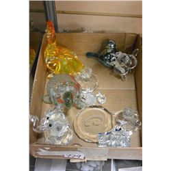 BOX OF SWATSKY CRYSTAL AND ART GLASS FIGURES