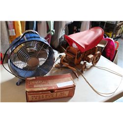 COVERED WAGON LAMP MEAT GRINDER AND TABLE FAN