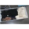 Image 1 : TOTE OF CHAPS SHEEP SKIN HORSE BLANKET AND BASEBALL GLOVE
