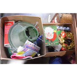 TWO BOXES OF CHRISTMAS DECORATIONS