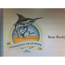 Anderson Seafoods $500 Gift Certificate